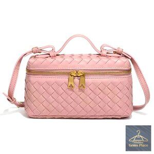 Small Woven Suede Crossbody Bag Hobo Purse Evening Clutch Shoulder Tote